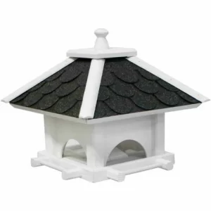 SIENA GARDEN Vogelfutterhaus “Black+White Premium”, Mit Silo 38x38x28 Cm, Kiefernholz 9