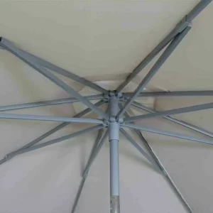 SIENA GARDEN Push Pro Mittelstockschirm Silber/natur Ø 300cm Gestell Alu Silber, Streben Stahl, Bezug 100% Polyester, 180g/m² Natur, Lichtschutzfaktor UPF 50+ 11