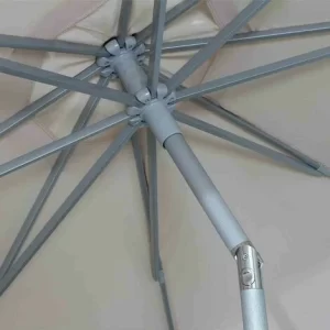 SIENA GARDEN Push Pro Mittelstockschirm Silber/natur Ø 300cm Gestell Alu Silber, Streben Stahl, Bezug 100% Polyester, 180g/m² Natur, Lichtschutzfaktor UPF 50+ 13