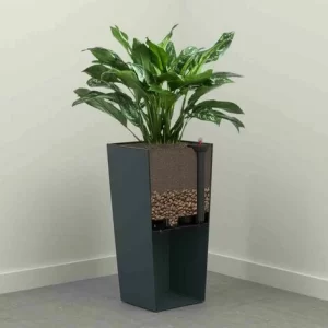 SIENA GARDEN Pflanzgefäß PARIS, Graphit Rattanoptik, 35 X 35 X 68 Cm Kunststoffgefäß Mit Einsatz 9