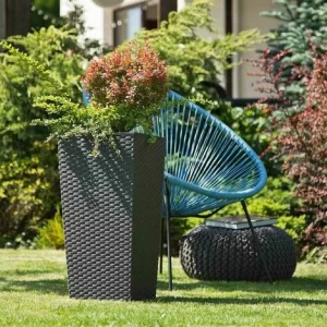 SIENA GARDEN Pflanzgefäß PARIS, Graphit Rattanoptik, 35 X 35 X 68 Cm Kunststoffgefäß Mit Einsatz 13