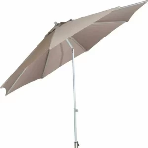 SIENA GARDEN Alu-Push Pro Mittelstockschirm Silber/taupe Ø 300cm Gestell Alu Silber, Streben Stahl, Bezug 100% Polyester, 180g/m² Taupe, Lichtschutzfaktor UPF 50+ 9