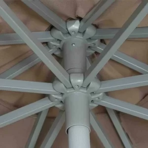 SIENA GARDEN Alu-Push Pro Mittelstockschirm Silber/taupe Ø 300cm Gestell Alu Silber, Streben Stahl, Bezug 100% Polyester, 180g/m² Taupe, Lichtschutzfaktor UPF 50+ 15