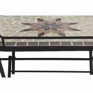 SIENA GARDEN Stella Serviertisch Gestell Stahl Schwarz Matt, Fläche Keramik Mehrfarbig, Praktisch Zusammenklappbar 13