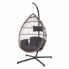 Siena Garden Hängesessel Mit Standfuß Salerno Schwarz/natur Hängekorb Mit Kissen 16