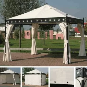 SIENA GARDEN Seitenteile Zu Pavillon Korfu 3,5×3,5 M, Natur, 4er Set Bezug Aus Polyester, 160g/m² In Natur, 4 Stück 12
